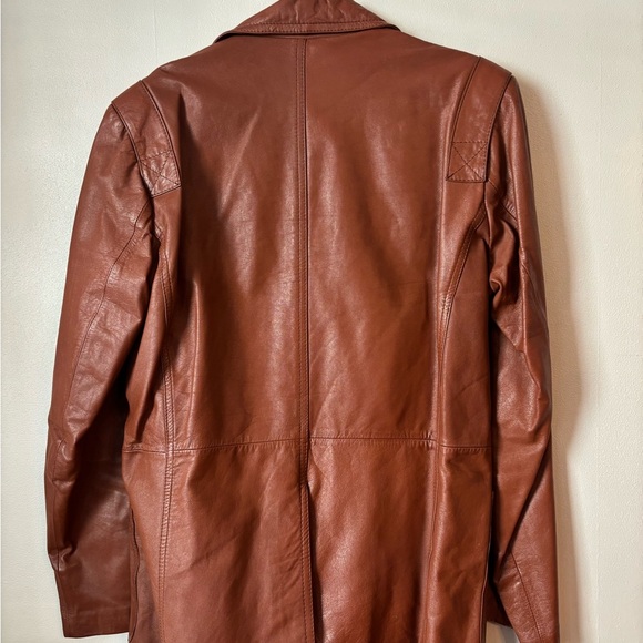 80s Western Vintage Preppy Brown Leather Streetwear Boho Jacket - Size Large - Picture 12 of 14